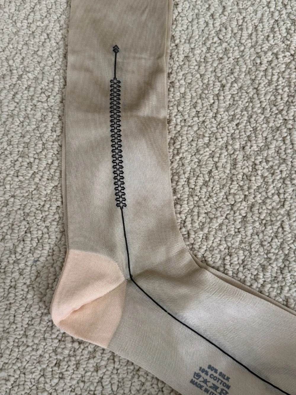 Tom Ford Golden Beige Sheer Silk Blend Knit Over the Calf High Dress Socks